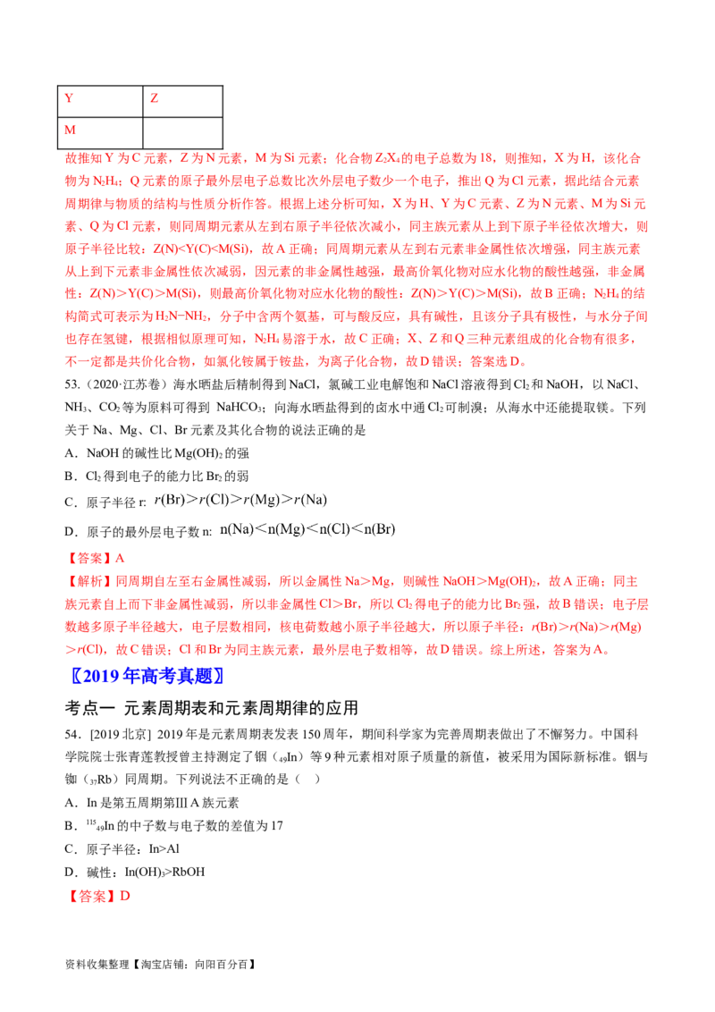 专题06物质结构与性质元素推断-学易金卷：五年（2019-2023）高考化学真题分项汇编（全国通用）（解析版）_05高考化学_通用版（老高考）复习资料_2024年复习资料