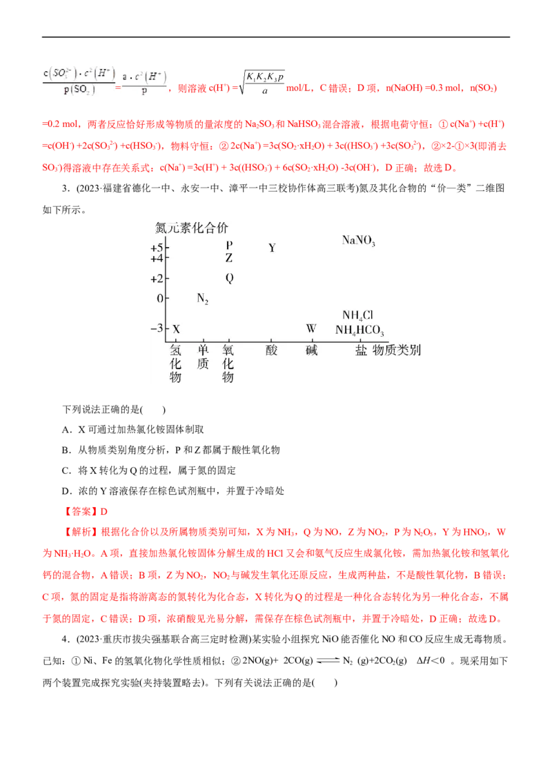 专题07非金属及其化合物（练）（解析版）_05高考化学_通用版（老高考）复习资料_2023年复习资料_二轮复习_2023年高考化学二轮复习讲练测（全国通用）