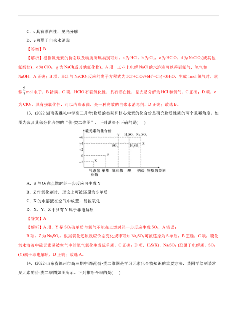 专题07非金属及其化合物（练）（解析版）_05高考化学_通用版（老高考）复习资料_2023年复习资料_二轮复习_2023年高考化学二轮复习讲练测（全国通用）