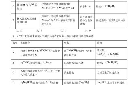 专题14表格型实验方案的设计与评价（原卷版）-备战2025年高考化学二轮&middot;突破提升专题复习讲义（新高考通用）_05高考化学_2025年新高考资料_二轮复习_01高考语文等多个文件