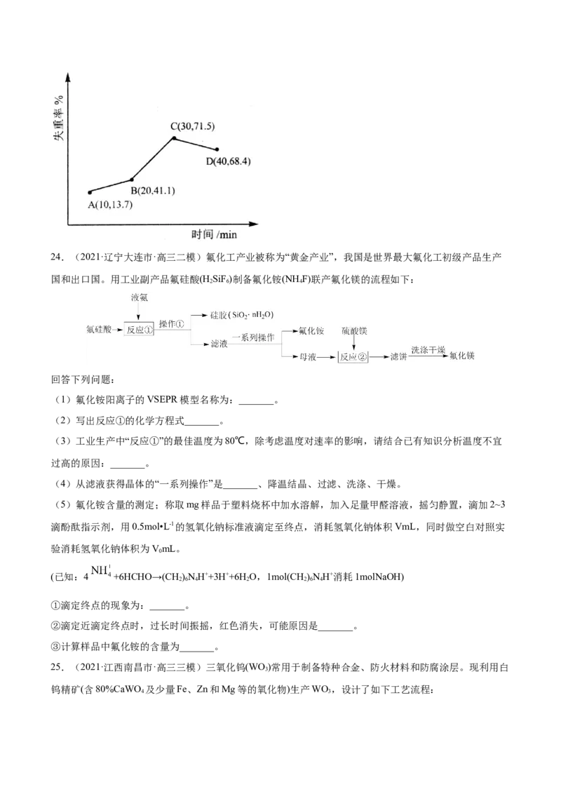 专题15工艺流程题-2021年高考真题和模拟题化学分项汇编（原卷版）_05高考化学_新高考复习资料_2022年新高考资料_2021年高考真题和模拟题化学分项汇编（全国通用）