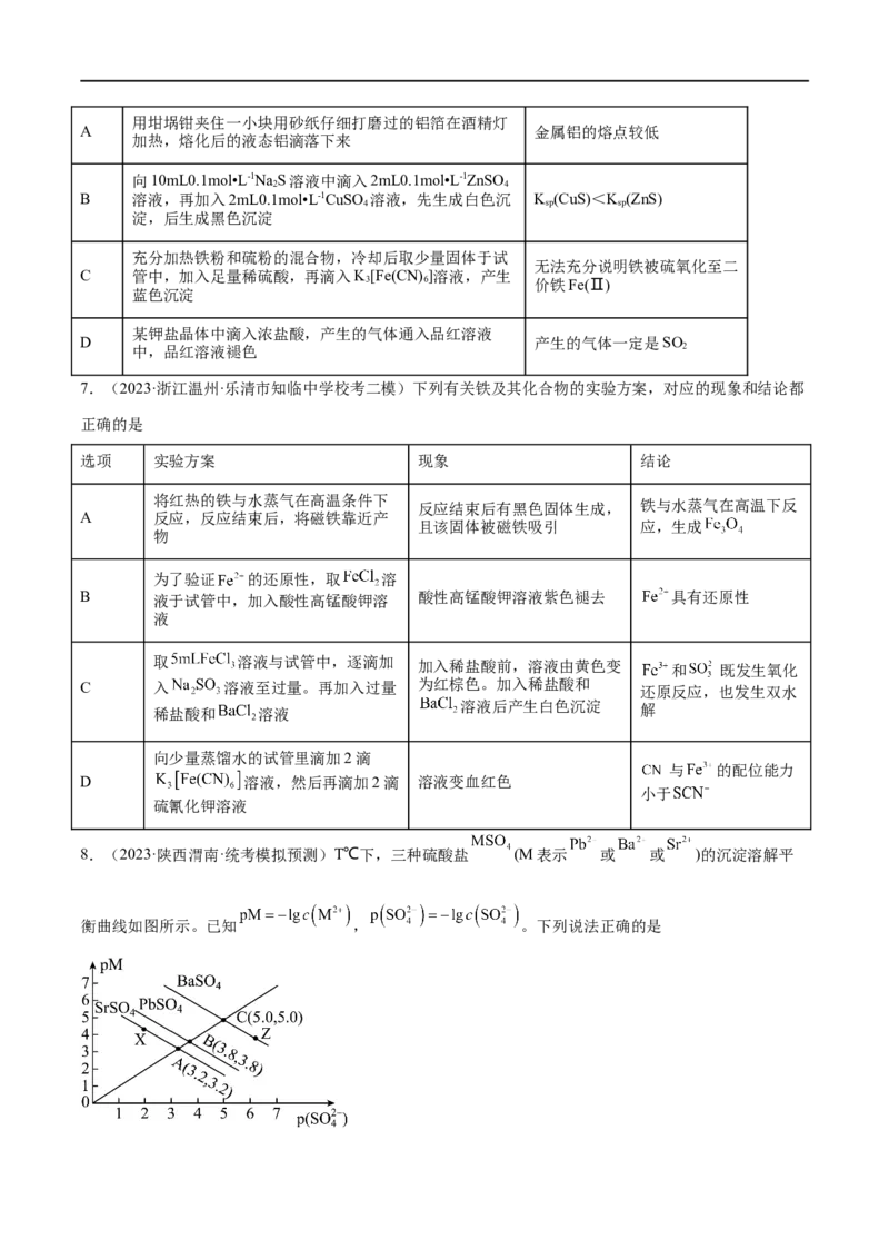 专题05金属及其重要化合物（分层练）（原卷版）_05高考化学_新高考复习资料_2024年新高考资料_二轮复习资料_分层练