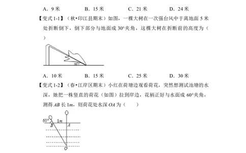 专题10勾股定理之大树折断模型综合应用（2大类型）（原卷版）_初中数学人教版_八年级数学下册_保存转存之后查看(1)_8下-初中数学人教版（2026春新版持续更新）_旧版-可参考_06习题试卷
