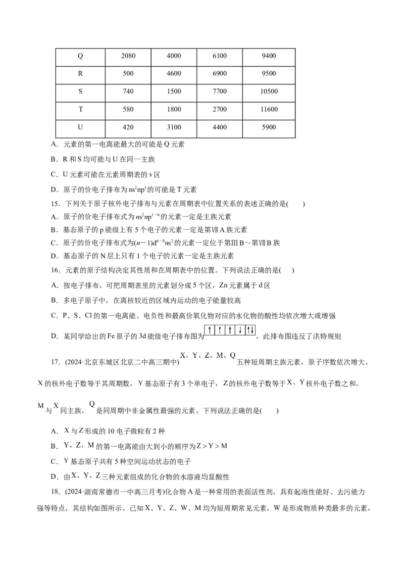 专题12物质结构与性质综合(题型突破)(练习)(原卷版)_05高考化学_2024年新高考资料_2.2024二轮复习_2024年高考化学二轮复习讲练测（新教材新高考）