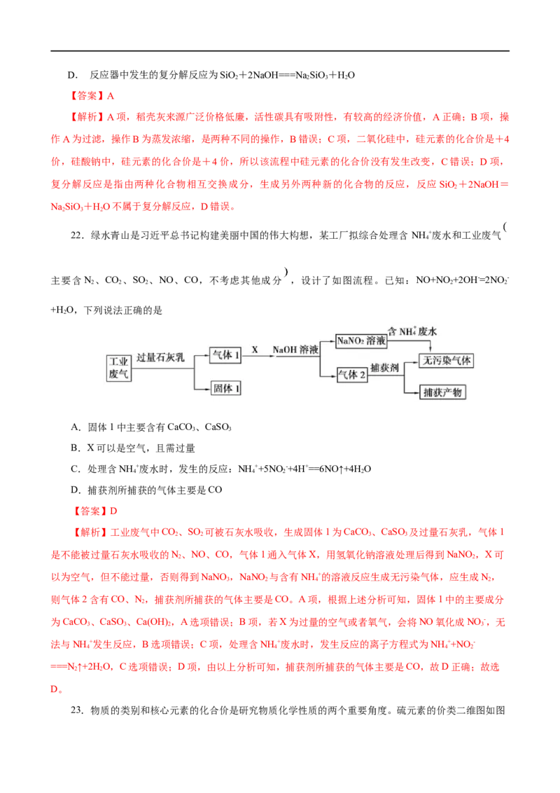 专题05化工生产中的重要非金属元素-2023年高考化学一轮复习小题多维练（解析版）_05高考化学_通用版（老高考）复习资料_2023年复习资料_一轮复习