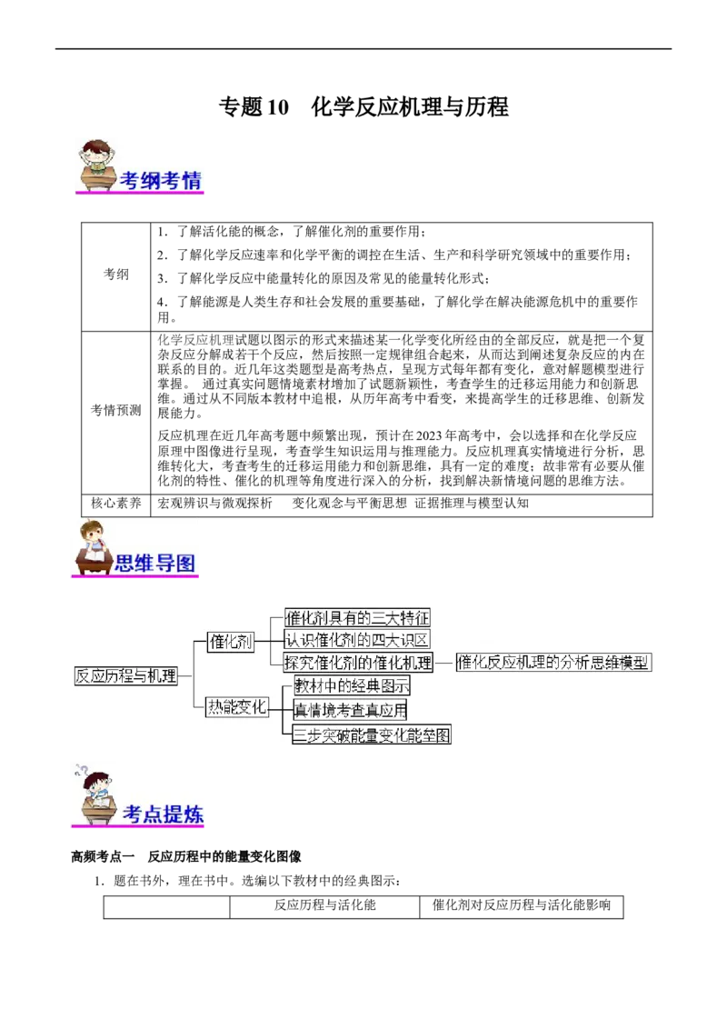 专题10化学反应机理与历程（讲）（教师版）_05高考化学_通用版（老高考）复习资料_2023年复习资料_二轮复习_2023年高考化学二轮复习讲练测（全国通用）