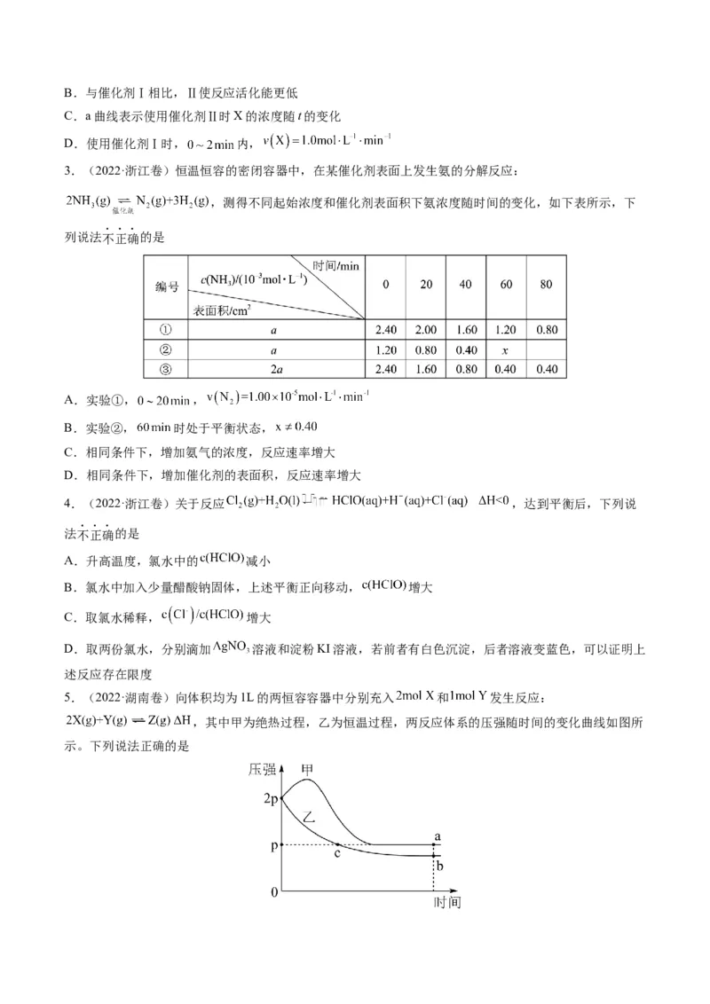 专题06化学反应速率与平衡（专讲）-瞄准2023年高考化学二轮专题考点抢分计划（原卷版）_05高考化学_新高考复习资料_2023年新高考资料_二轮复习