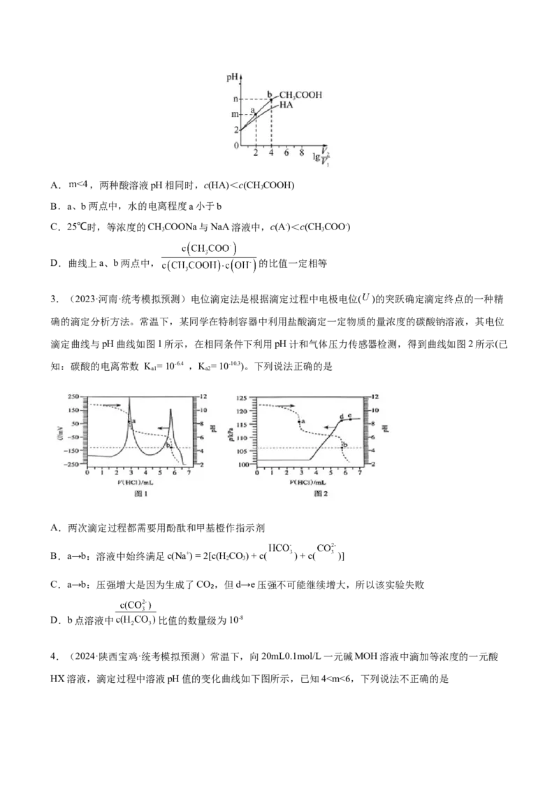 专题10水溶液中的离子反应与平衡（分层练）（原卷版）_05高考化学_2024年新高考资料_2.2024二轮复习_高频考点2024年高考化学二轮复习高频考点追踪与预测（新高考专用）