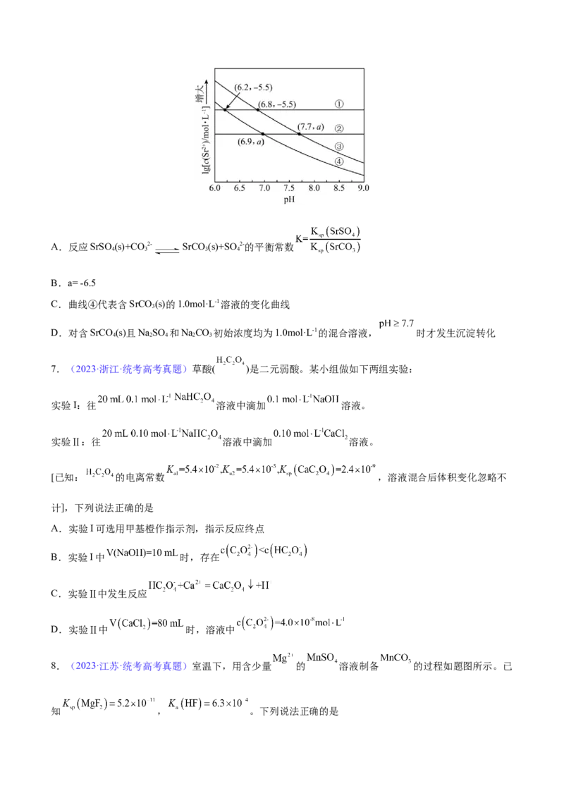专题10水溶液中的离子反应与平衡（分层练）（原卷版）_05高考化学_2024年新高考资料_2.2024二轮复习_高频考点2024年高考化学二轮复习高频考点追踪与预测（新高考专用）