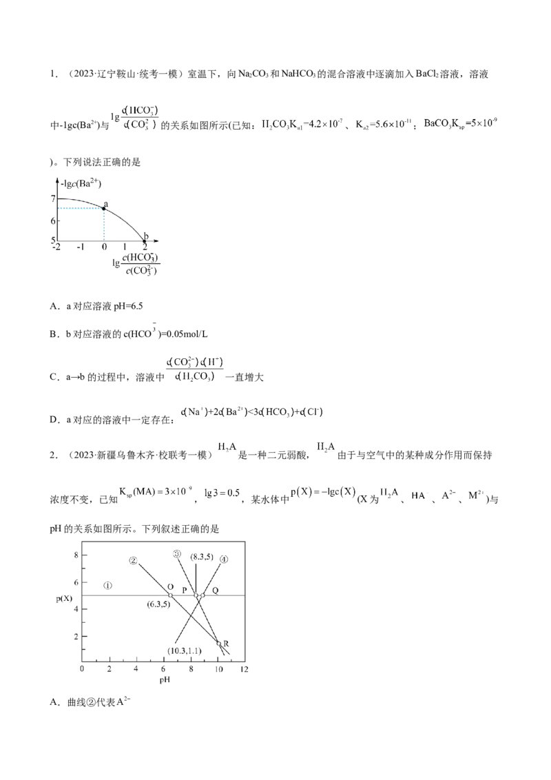 专题10水溶液中的离子反应与平衡（分层练）（原卷版）_05高考化学_2024年新高考资料_2.2024二轮复习_高频考点2024年高考化学二轮复习高频考点追踪与预测（新高考专用）