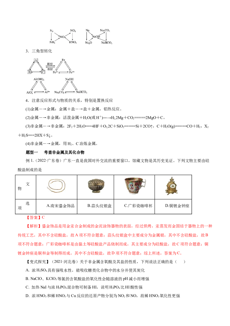 专题08元素及其化合物（讲）-2023年高考化学二轮复习讲练测（解析版）_05高考化学_新高考复习资料_2023年新高考资料_二轮复习_2023年高考化学二轮复习讲练测（新高考专用）287487451