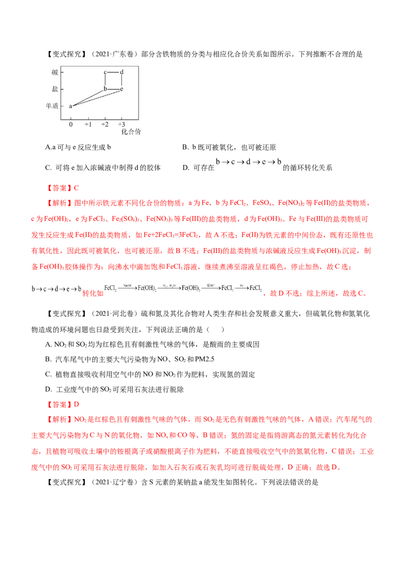 专题08元素及其化合物（讲）-2023年高考化学二轮复习讲练测（解析版）_05高考化学_新高考复习资料_2023年新高考资料_二轮复习_2023年高考化学二轮复习讲练测（新高考专用）287487451