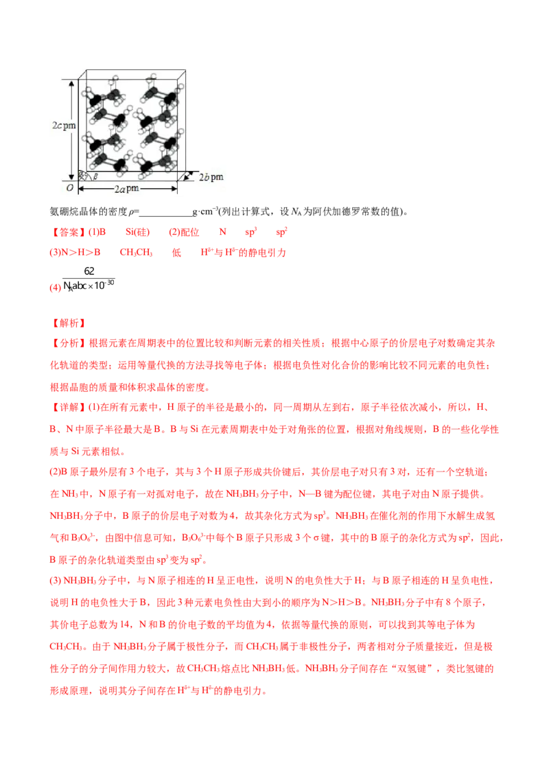 专题17物质结构与性质（选修）-2020年高考化学真题与模拟题分类训练（教师版含解析）_05高考化学_新高考复习资料_2022年新高考资料_2022年一轮复习各版本