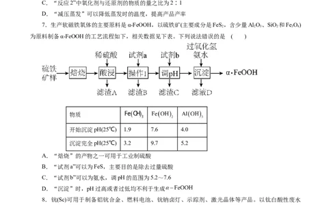 专题10化学工艺流程(题型突破)(测试)(原卷版)_05高考化学_2024年新高考资料_2.2024二轮复习_2024年高考化学二轮复习讲练测（新教材新高考）