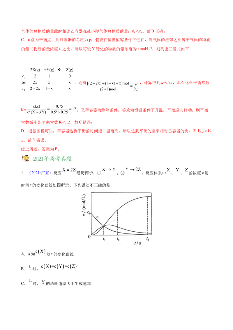 专题09反应速率、化学平衡&mdash;&mdash;三年（2020-2022）高考真题化学分项汇编（新高考专用）（解析版）_05高考化学_新高考复习资料_2023年新高考资料_专项复习