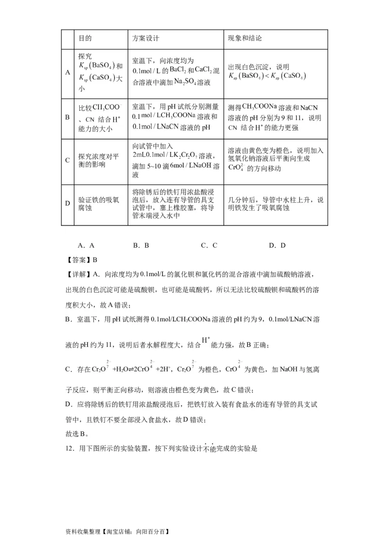 专项训练金属的腐蚀与防护（解析版）_05高考化学_新高考复习资料_2024年新高考资料_一轮复习资料_2024届高三化学一轮复习&mdash;专项训练