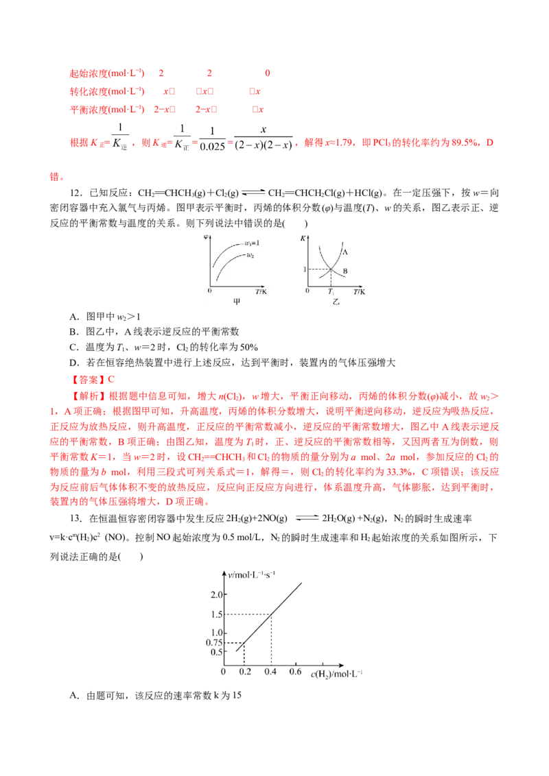 专题07化学反应速率与化学平衡(测试)(解析版)_05高考化学_2024年新高考资料_2.2024二轮复习_2024年高考化学二轮复习讲练测（新教材新高考）