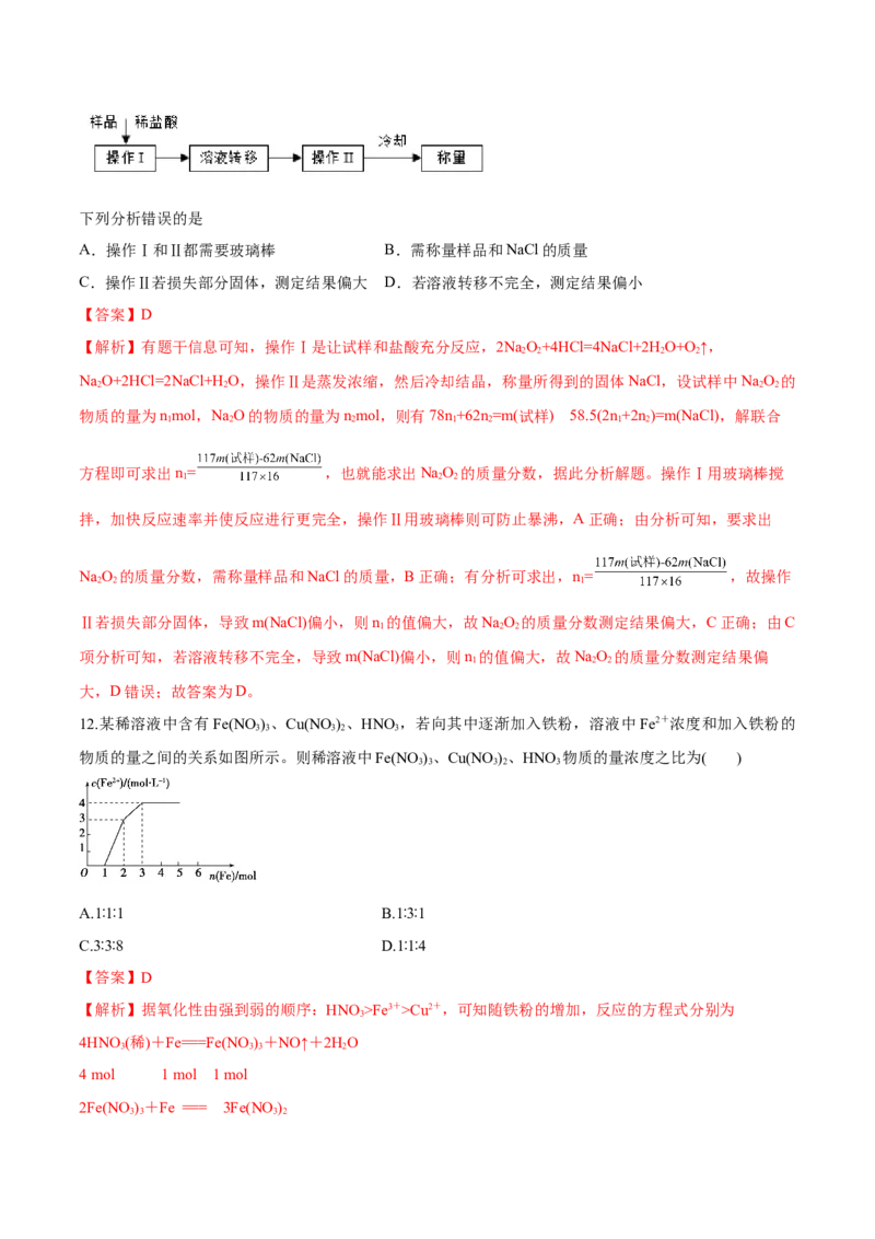 专题三能力提升检测卷解析版_05高考化学_新高考复习资料_2022年新高考资料_2022年高考化学一轮复习讲练测（新教材新高考）