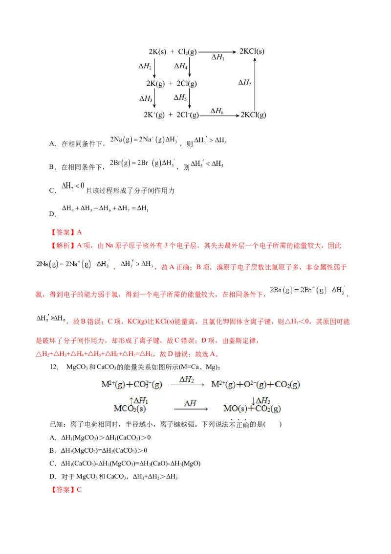 专题06化学反应与能量(练习)(解析版)_05高考化学_2024年新高考资料_2.2024二轮复习_2024年高考化学二轮复习讲练测（新教材新高考）