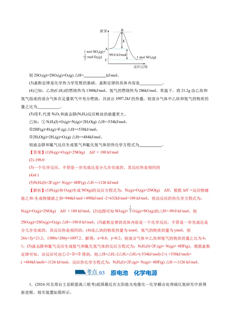专题06化学反应与能量(练习)(解析版)_05高考化学_2024年新高考资料_2.2024二轮复习_2024年高考化学二轮复习讲练测（新教材新高考）