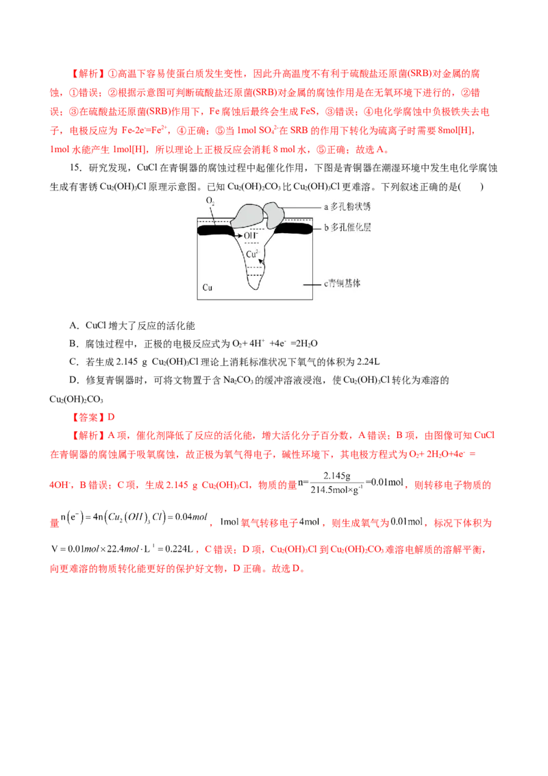 专题06化学反应与能量(练习)(解析版)_05高考化学_2024年新高考资料_2.2024二轮复习_2024年高考化学二轮复习讲练测（新教材新高考）