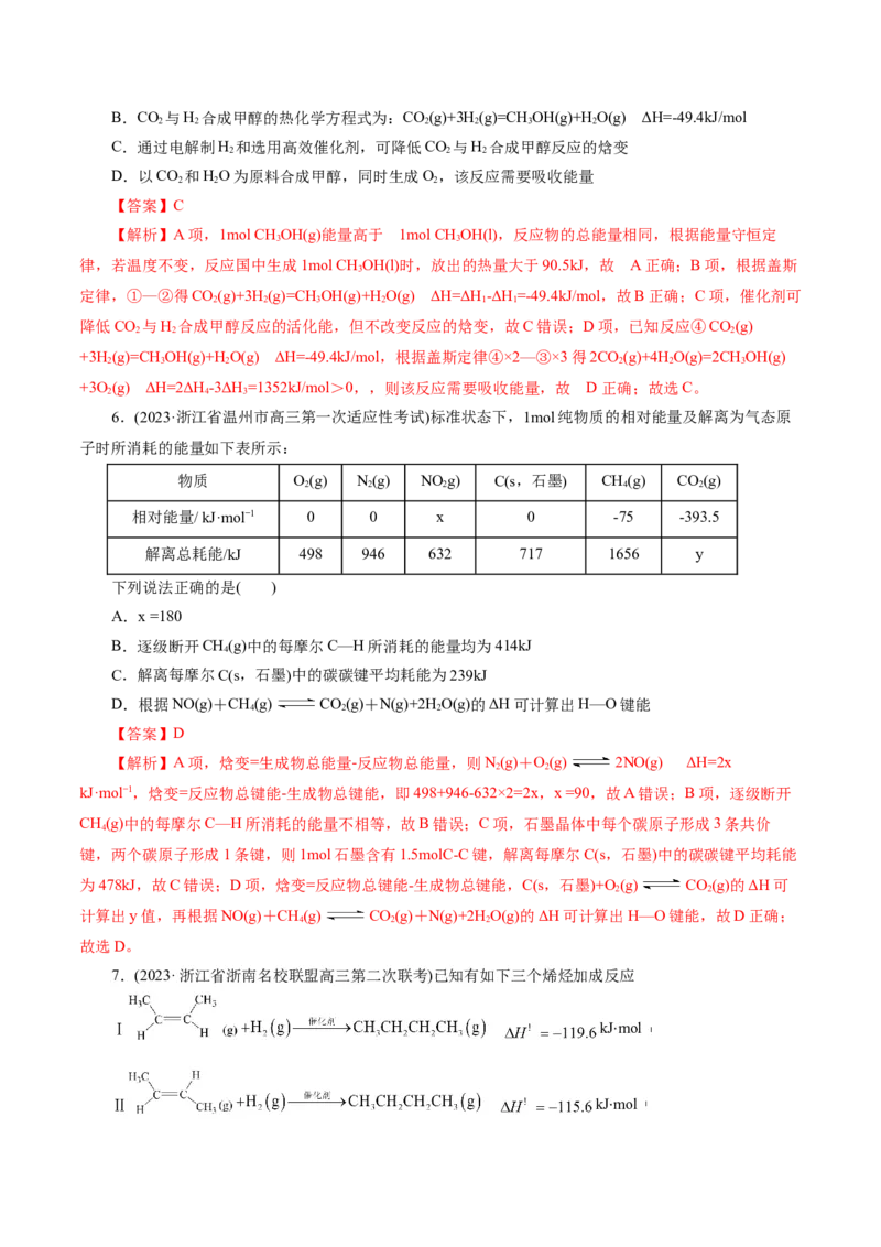 专题06化学反应与能量(练习)(解析版)_05高考化学_2024年新高考资料_2.2024二轮复习_2024年高考化学二轮复习讲练测（新教材新高考）