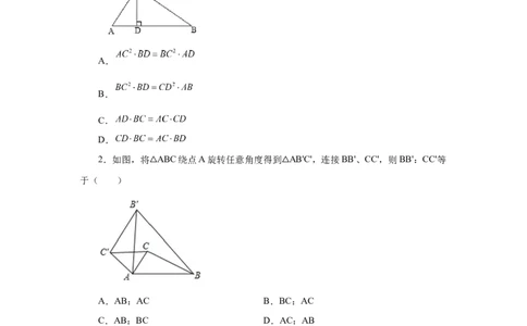 专题27.37相似三角形几何模型-双垂线等角（基础篇）（专项练习）-2022-2023学年九年级数学下册基础知识专项讲练（人教版）_初中数学人教版_9下-初中数学人教版_07专项讲练