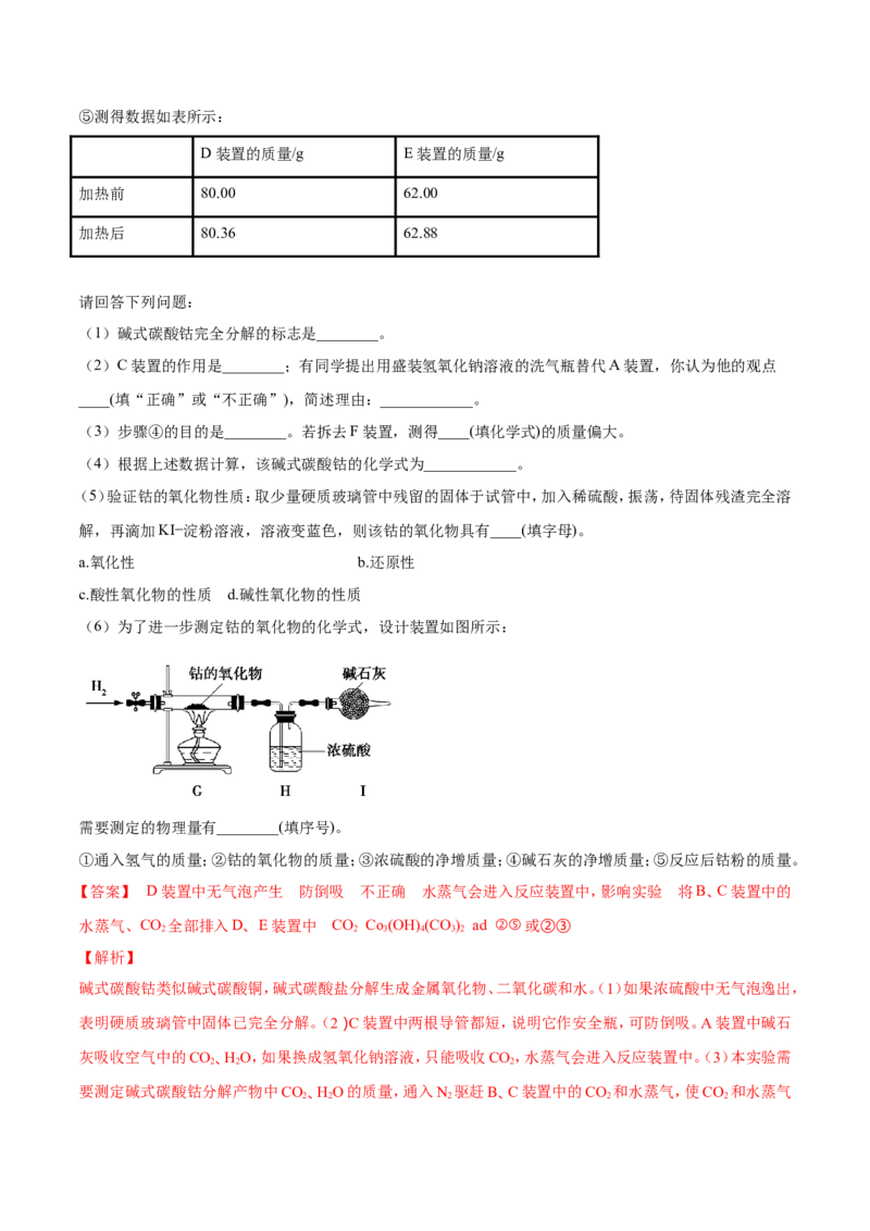 专题17数据测定实验综合-2019年高考化学易错题汇总（解析版）_05高考化学_新高考复习资料_2022年新高考资料_2022年一轮复习各版本_1.高考化学2022年一轮复习通用版