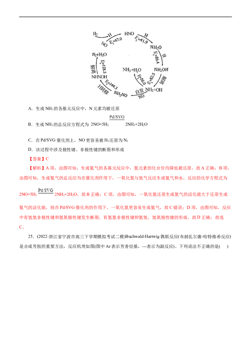 专题10化学反应机理与历程（测）（解析版）_05高考化学_通用版（老高考）复习资料_2023年复习资料_二轮复习_2023年高考化学二轮复习讲练测（全国通用）