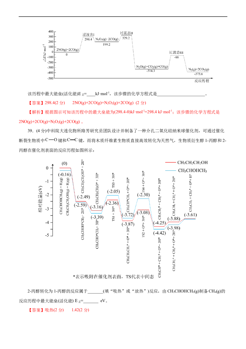 专题10化学反应机理与历程（测）（解析版）_05高考化学_通用版（老高考）复习资料_2023年复习资料_二轮复习_2023年高考化学二轮复习讲练测（全国通用）