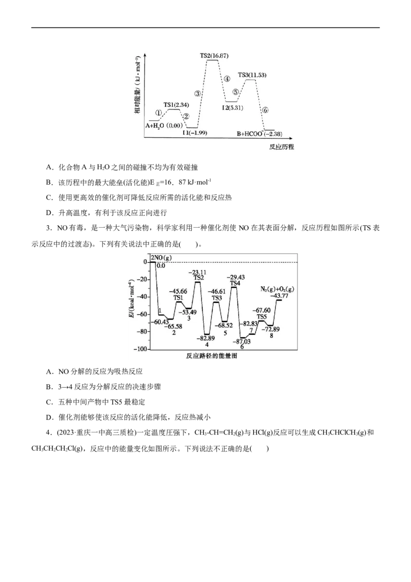 专题10化学反应机理与历程（讲）（学生版）_05高考化学_通用版（老高考）复习资料_2023年复习资料_二轮复习_2023年高考化学二轮复习讲练测（全国通用）