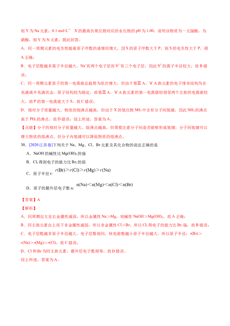 专题06物质结构元素周期律&mdash;&mdash;三年（2020-2022）高考真题化学分项汇编（新高考专用）（解析版）_05高考化学_新高考复习资料_2023年新高考资料_专项复习