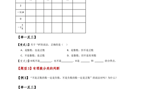 专题1.3有理数（知识梳理与考点分类讲解）（人教版）（原卷版）_初中数学人教版_7上-初中数学人教版_7上-初中数学人教版（新版）_07讲义练习