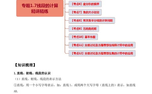 专题1.6线段与角的计算十二大核心考点精讲精练-2022-2023学年七年级数学上学期复习备考高分秘籍（原卷版）人教版_初中数学人教版_7上-初中数学人教版_06习题试卷
