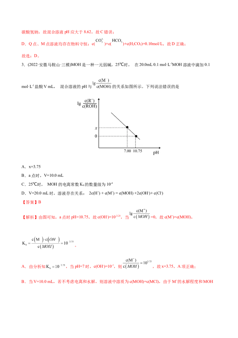 专题10水溶液中的离子平衡-2022年高考真题和模拟题化学分专题训练（教师版含解析）_05高考化学_2024年新高考资料_1.2024一轮复习_赠2022年高考化学真题与模拟题分类训练