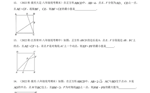 专题18.14四边形中的线段最值问题提升专练（重难点培优30题）-拔尖特训2023年培优（原卷版）人教版_初中数学人教版_八年级数学下册_保存转存之后查看(1)_旧版-可参考_07专项讲练