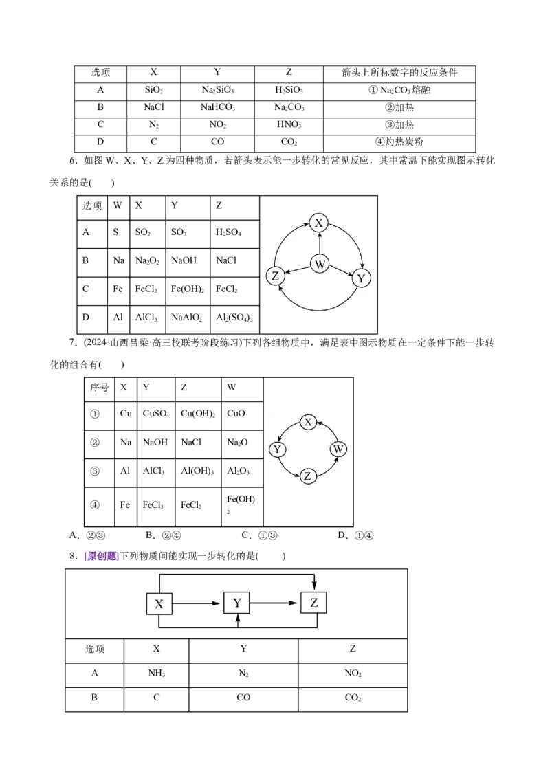 专题05元素及其化合物的性质与应用（练习）（原卷版）_05高考化学_2025年新高考资料_二轮复习_上好课2025年高考化学二轮复习讲练测（新高考通用）3379109_主题二元素及其化合物
