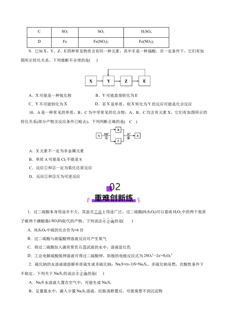 专题05元素及其化合物的性质与应用（练习）（原卷版）_05高考化学_2025年新高考资料_二轮复习_上好课2025年高考化学二轮复习讲练测（新高考通用）3379109_主题二元素及其化合物