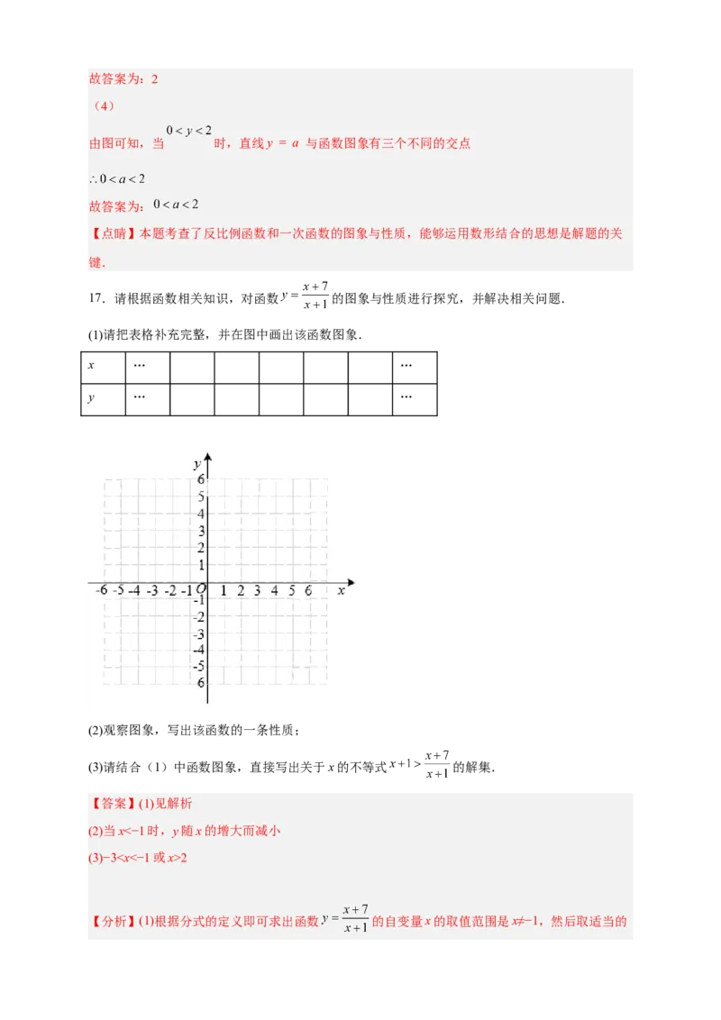 专题09与反比例函数图象有关的拓展探究（解析版）_初中数学人教版_9下-初中数学人教版_07专项讲练_微专题2022-2023学年九年级数学下册常考点微专题提分精练（人教版）
