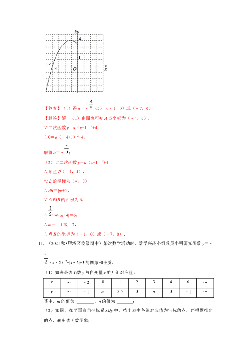专题22.1.4二次函数y=a（x-k）&sup2;+h的图像和性质（专题训练）-2022-2023学年九年级数学上册《同步考点解读&bull;专题训练》（人教版）_初中数学人教版_9上-初中数学人教版_07专项讲练