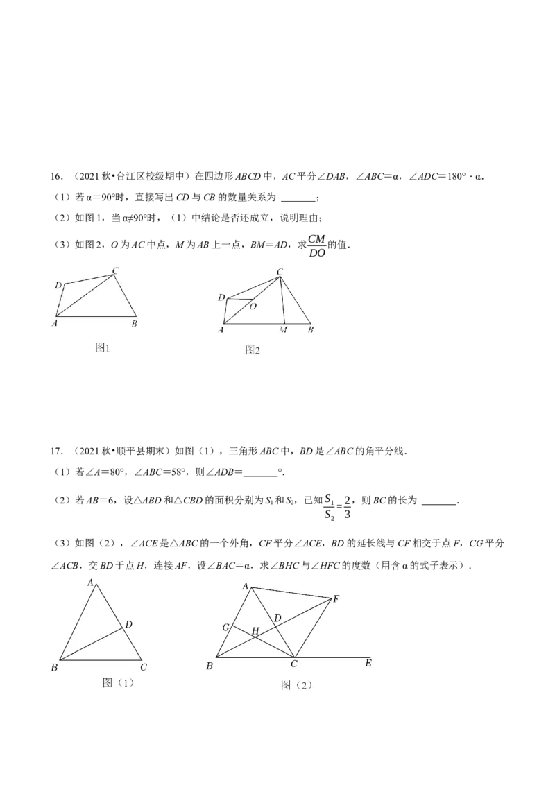 专题12.3角平分线模型（压轴题专项讲练）（人教版）（原卷版）_初中数学人教版_8上-初中数学人教版_旧版_07专项讲练_八年级数学上册从重点到压轴（人教版）