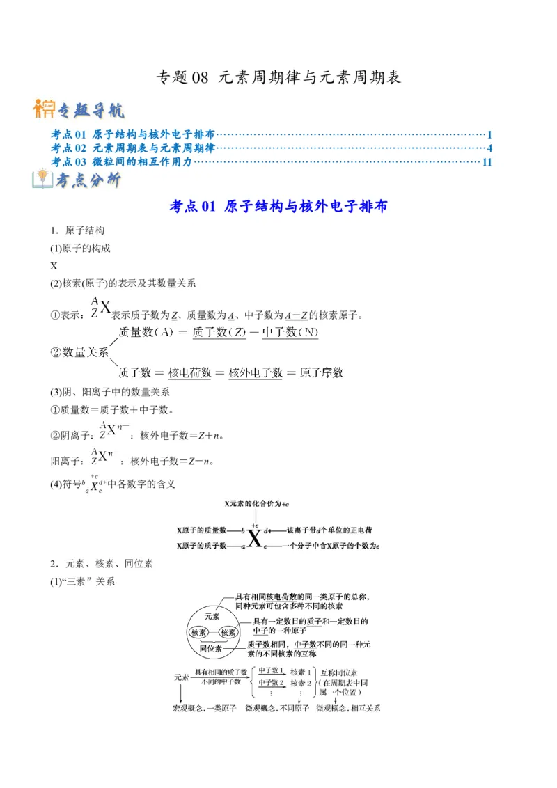 专题08元素周期律与元素周期表（专讲）-瞄准2023年高考化学二轮专题考点抢分计划（原卷版）_05高考化学_新高考复习资料_2023年新高考资料_二轮复习