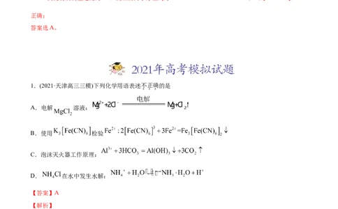 专题03离子反应-2021年高考化学真题与模拟题分类训练（教师版含解析）_05高考化学_新高考复习资料_2023年新高考资料_一轮复习_2023年新高考大一轮复习讲义