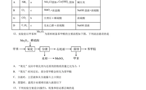 专题九化学实验（能力提升检测卷）-2024年高考化学大一轮复习精讲精练+专题讲座（原卷版）_05高考化学_2024年新高考资料_1.2024一轮复习