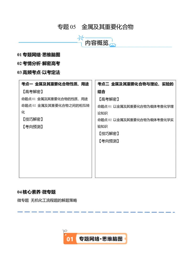专题05金属及其重要化合物（讲义）（原卷版）_05高考化学_新高考复习资料_2024年新高考资料_二轮复习资料_高频考点解密2024年高考化学二轮复习高频考点追踪与预测（新高考专用）