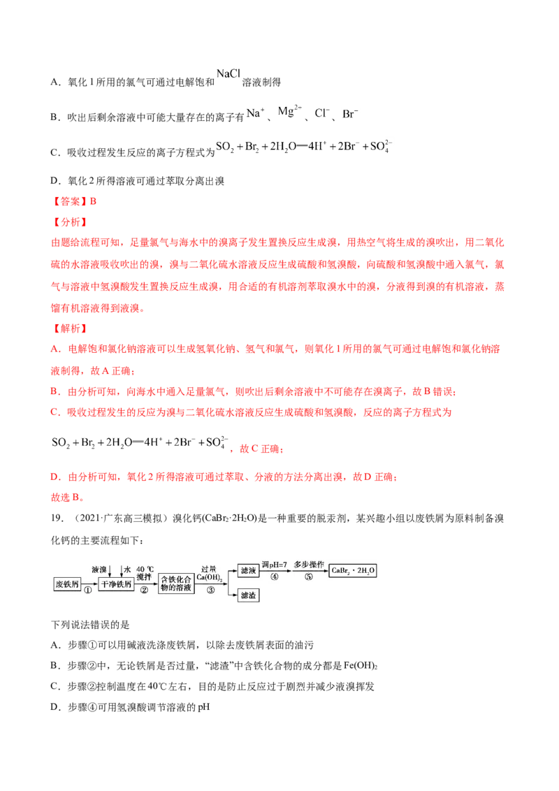 专题05元素及其化合物-2021年高考真题和模拟题化学分项汇编（解析版）_05高考化学_新高考复习资料_2022年新高考资料_2021年高考真题和模拟题化学分项汇编（全国通用）