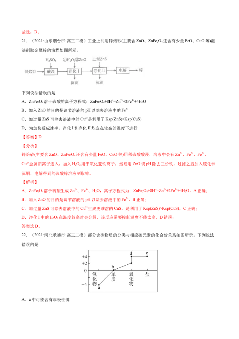 专题05元素及其化合物-2021年高考真题和模拟题化学分项汇编（解析版）_05高考化学_新高考复习资料_2022年新高考资料_2021年高考真题和模拟题化学分项汇编（全国通用）