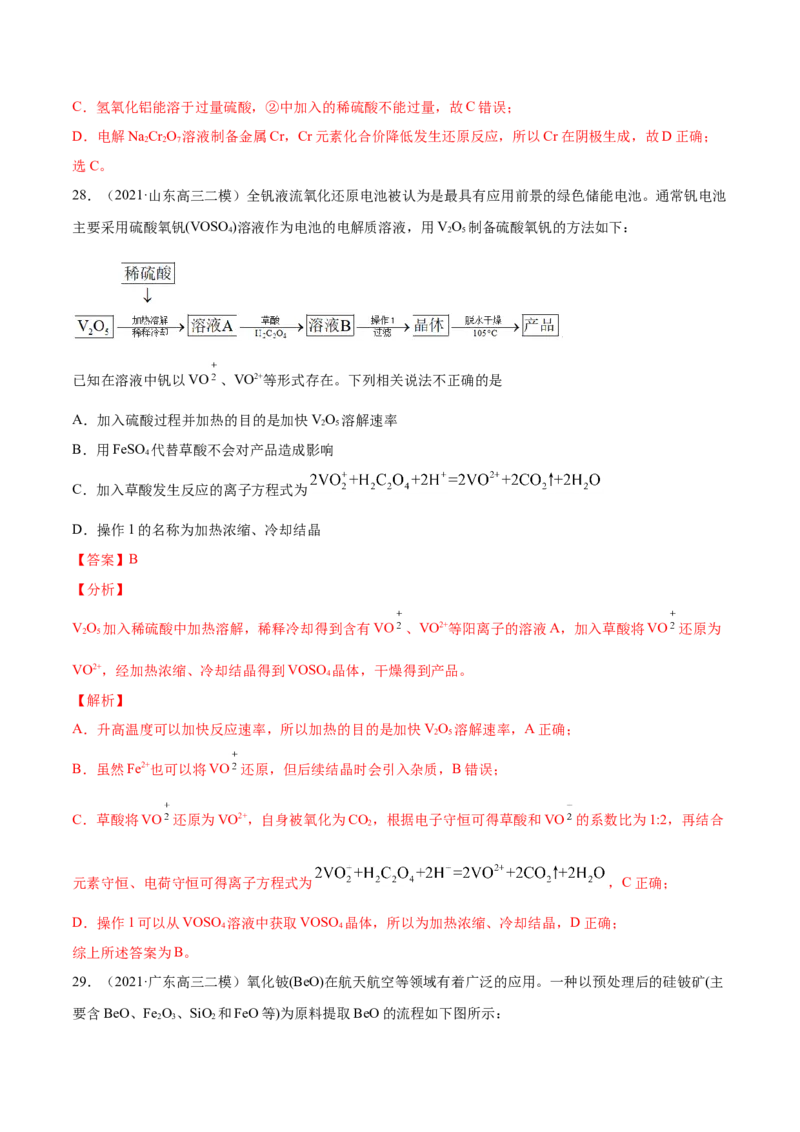 专题05元素及其化合物-2021年高考真题和模拟题化学分项汇编（解析版）_05高考化学_新高考复习资料_2022年新高考资料_2021年高考真题和模拟题化学分项汇编（全国通用）
