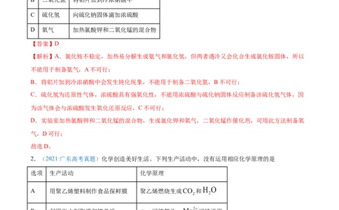 专题05元素及其化合物-2021年高考真题和模拟题化学分项汇编（解析版）_05高考化学_新高考复习资料_2022年新高考资料_2021年高考真题和模拟题化学分项汇编（全国通用）