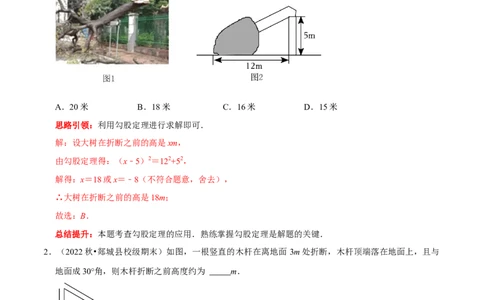 专题12勾股定理的实际应用分类训练（解析版）_初中数学人教版_八年级数学下册_保存转存之后查看(1)_8下-初中数学人教版（2026春新版持续更新）_旧版-可参考_07专项讲练